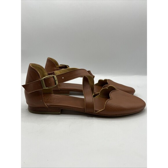 Bali ELF Mangrove Handmade Leather Criss Cross Scalloped Flats size 7 $210 - Picture 6 of 11